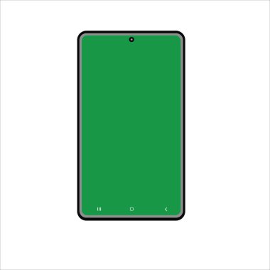 smartphone Mobile phone, blank green screen, thin black border, for props, white background illustration