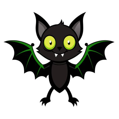 Yeşil gözlü yarasa resmi Cadılar Bayramı beyaz arka plan