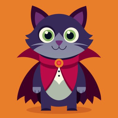 Drakula Kedi Cadılar Bayramı Çizgi Film Çizimi 