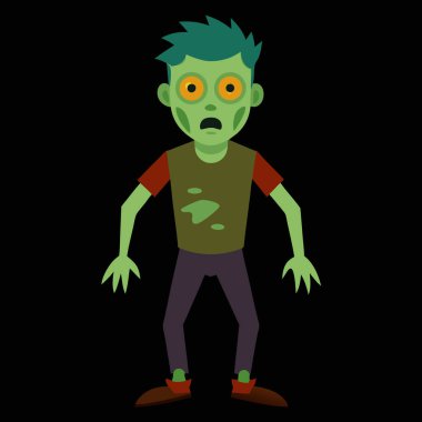 Koyu renkli resimde yeşil zombi, Cadılar Bayramı günü