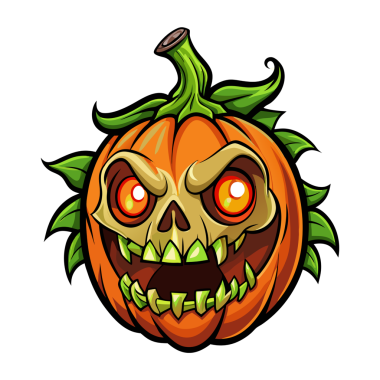 Kırmızı gözlü zombi balkabağı kafası, Cadılar Bayramı illüstrasyon elementi şeffaf arkaplan