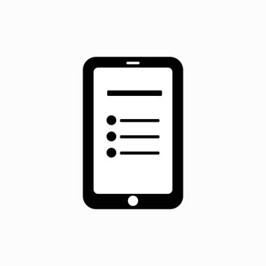 Çevrimiçi kontrol listesi simgesi beyaz bir grupta izole edilmiş bir akıllı telefon üzerinde