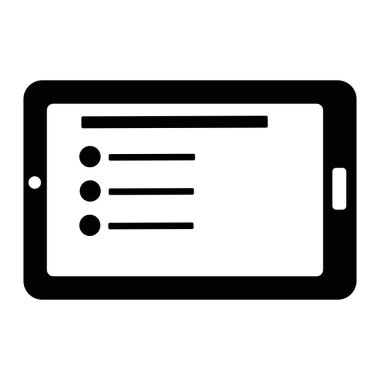 Beyaz bir grup üzerinde ayrı bir tablet üzerindeki çevrimiçi kontrol listesi simgesi