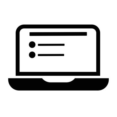 Beyaz bir grup üzerinde ayrı bir dizüstü bilgisayarda çevrimiçi kontrol listesi simgesi