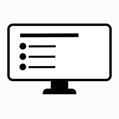 Beyaz arkaplanda izole edilmiş bir bilgisayarda çevrimiçi kontrol listesi simgesi