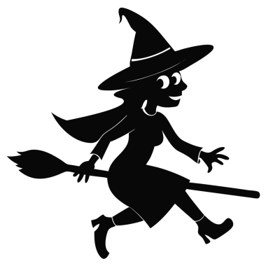 Witch Silhouette Transparent Background Halloween Illustration