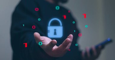 İnternet ağ güvenliği, kullanıcı gizliliği güvenliği ve şifreleme, güvenli İnternet erişimi Gelecek teknolojisi ve sibernetik, Siber Güvenlik Veri Koruması, İş Teknolojisi Gizliliği kavramı.