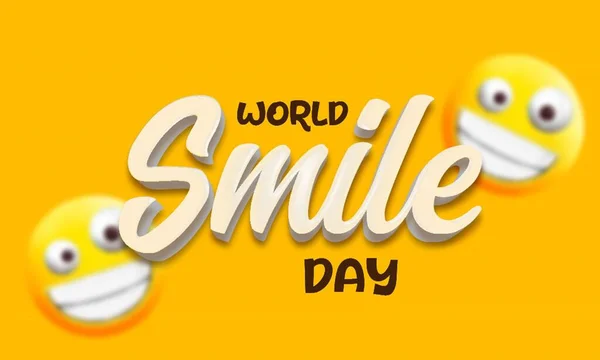 Día Sonrisa Del Mundo Con Oliendo Fondo Emoji — Archivo Imágenes Vectoriales