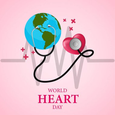 3D kalple Dünya Kalp Günü illüstrasyonu