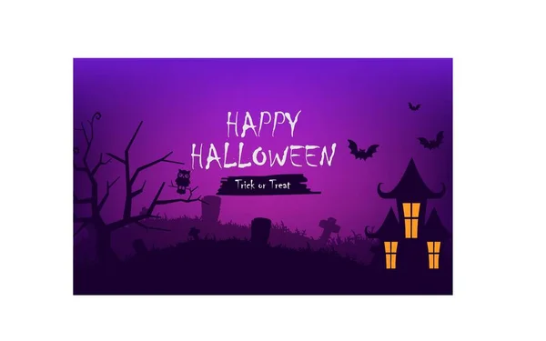 Diseño Plano Feliz Estandarte Halloween — Vector de stock