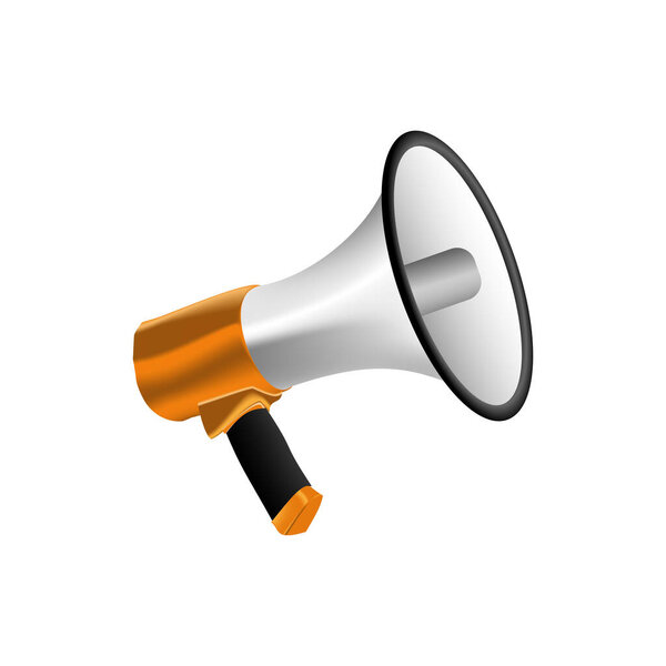 Реалистичный мегафон на белом фоне
