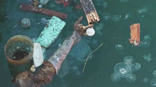 Mikroplastik Meerwasser Plastikfragmente Oder Partikel Meer Meeresverschmutzung Durch Einwegkunststoffe Umwelt — Stockvideo