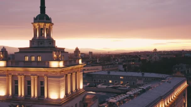 Sofia Bulgarie Prise Vue Aérienne Sur Toit Parlement Sunrise Largo — Video