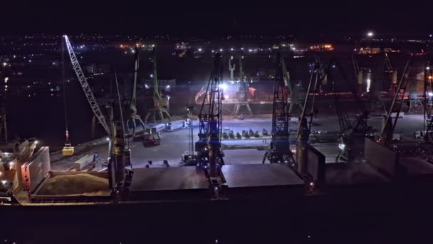 Porto Varna Mar Nero Aerea Caricamento Grano Nella Nave Cargo — Video Stock
