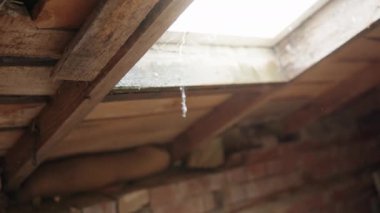 Tavan arası penceresinden su damlaları düşer. Eski ahşap çatı katı sızdırıyor. Acil çatı tamiri zamanı.