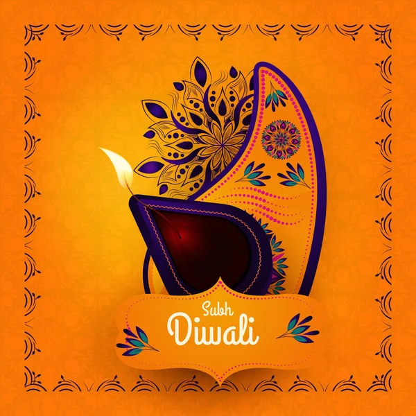Happy Diwali Festivals Achtergrond Met Diya — Stockvector