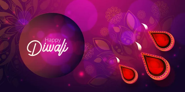 Fondo Del Festival Diwali Con Diya — Vector de stock