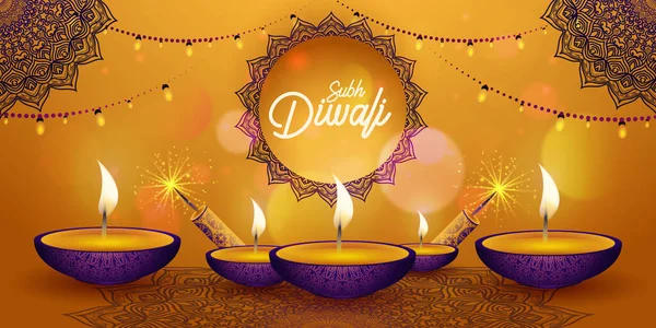 Diwali Fesztivál Háttér Gyertyákkal — Stock Vector