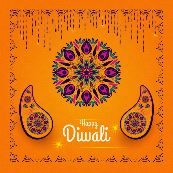 Diwali Fesztiválok Háttér Mandala — Stock Vector