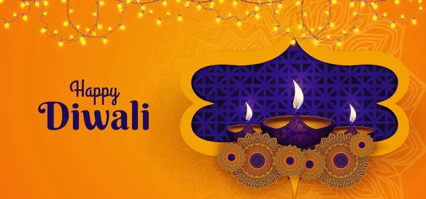 Diwali Festivals Achtergrond Met Diya — Stockvector