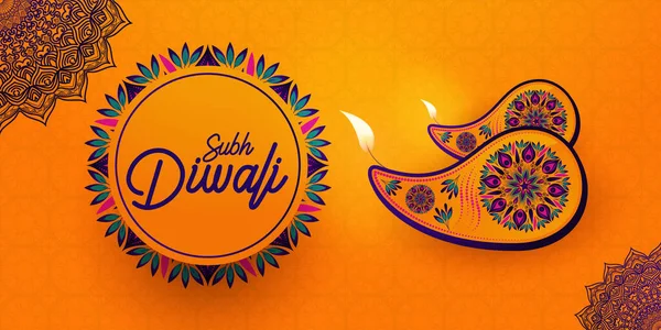 Happy Diwali Wenst Achtergrond Met Diya — Stockvector