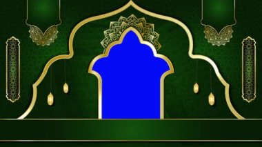 animasyon İslami arka plan, Müslüman camisi, İslami tasarım video duvar kağıdı, 4K yeşil ekran canlandırma