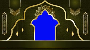 animasyon İslami arka plan, Müslüman camisi, İslami tasarım video duvar kağıdı, 4K yeşil ekran canlandırma