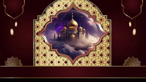 动画豪华伊斯兰背景 穆斯林清真寺 伊斯兰设计视频壁纸 4K循环动画 — 图库视频影像