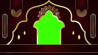 animasyon İslami arka plan, Müslüman camisi, İslami tasarım video duvar kağıdı, 4K yeşil ekran canlandırma