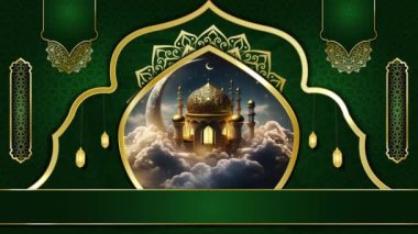 animasyon İslami arka plan, Müslüman camisi, İslami tasarım video duvar kağıdı, 4K yeşil ekran canlandırma