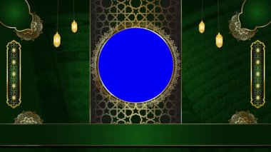 animasyon lüks İslami arka plan, Kuran için İslami tasarım video şablonu, 4K soyut yeşil ekran canlandırması