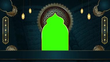 animasyon lüks İslami arka plan, Kuran için İslami tasarım video şablonu, 4K soyut yeşil ekran canlandırması