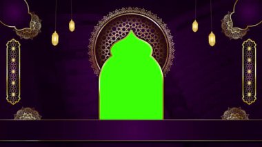 animasyon lüks mavi islami arka plan, kutsal Kur 'an için İslami tasarım video şablonu, 4K soyut yeşil ekran canlandırması