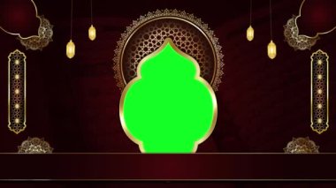 animasyon lüks mavi islami arka plan, kutsal Kur 'an için İslami tasarım video şablonu, 4K soyut yeşil ekran canlandırması