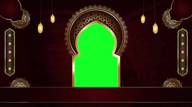 animasyon lüks mavi islami arka plan, kutsal Kur 'an için İslami tasarım video şablonu, 4K soyut yeşil ekran canlandırması