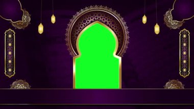 animasyon lüks mavi islami arka plan, kutsal Kur 'an için İslami tasarım video şablonu, 4K soyut yeşil ekran canlandırması