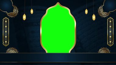 animasyon lüks mavi islami arka plan, kutsal Kur 'an için İslami tasarım video şablonu, 4K soyut yeşil ekran canlandırması