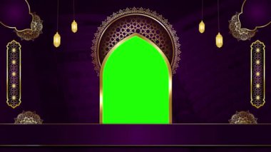 animasyon lüks İslami arkaplan, Kuran için İslami tasarım video şablonu, 4K altın çizgiler yeşil ekran animasyonu