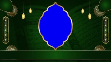 animasyon lüks İslami arkaplan, Kuran için İslami tasarım video şablonu, 4K altın çizgiler yeşil ekran animasyonu