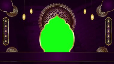 animasyon lüks İslami arkaplan, Kuran için İslami tasarım video şablonu, 4K altın çizgiler yeşil ekran animasyonu