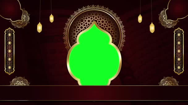 动画豪华蓝色伊斯兰背景 伊斯兰设计视频模板的 古兰经 4K抽象绿色屏幕循环动画 — 图库视频影像