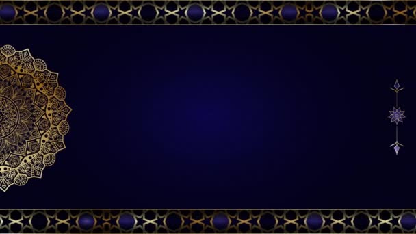 Розкішний Золотий Мандала Прикраса Циклічно Гладко Синій Ісламський Арабський Фон — стокове відео