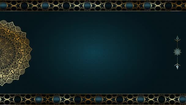 Lusso Oro Mandala Ornamento Loop Senza Intoppi Blu Sfondo Arabo — Video Stock