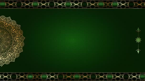 Luxury Gold Mandala Ornament Looping Smoothly Green Islamic Arabic Background — Stock Video