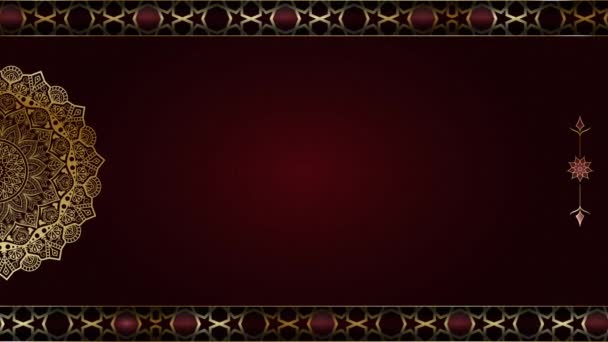 Luxo Ouro Mandala Ornamento Looping Lisamente Vermelho Islâmico Árabe Fundo — Vídeo de Stock