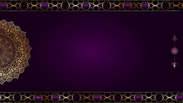 Роскошь Золотой Мандала Украшения Петли Гладко Фиолетовый Ислам Арабского Фона — стоковое видео