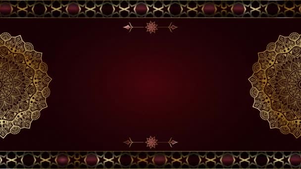 Luxo Ouro Mandala Ornamento Looping Lisamente Vermelho Islâmico Árabe Fundo — Vídeo de Stock