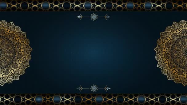 Luxury Gold Mandala Ornament Looping Smoothly Blue Islamic Arabic Background — Stock Video