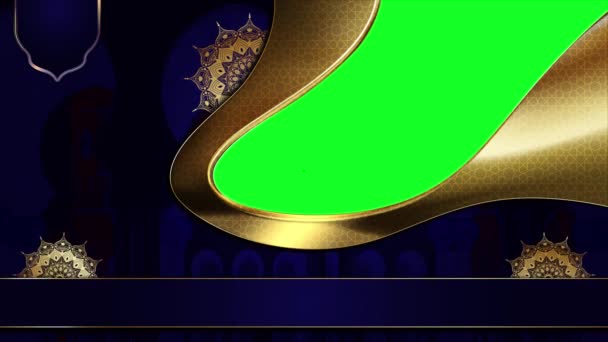 Luxo Azul Fundo Islâmico Design Islâmico Modelo Vídeo Ouro Ornamento — Vídeo de Stock