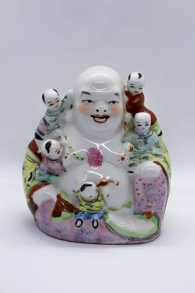 stock image Chinese ceramic buddhist figure with children